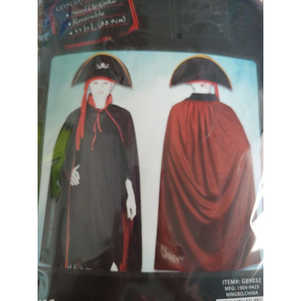 Kids Costume Cape Red/Black 35" long